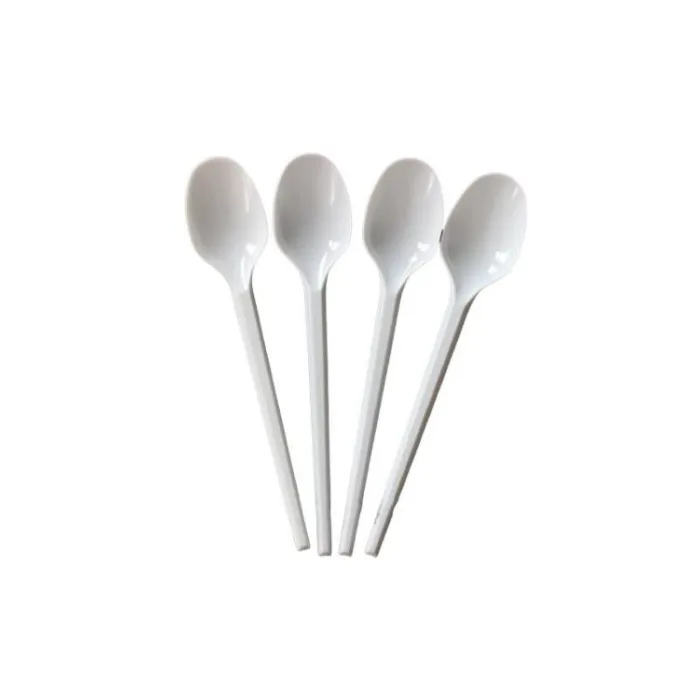 Lingurițe albe plastic vrac 100 buc/set – unică folosință pentru evenimente și catering
