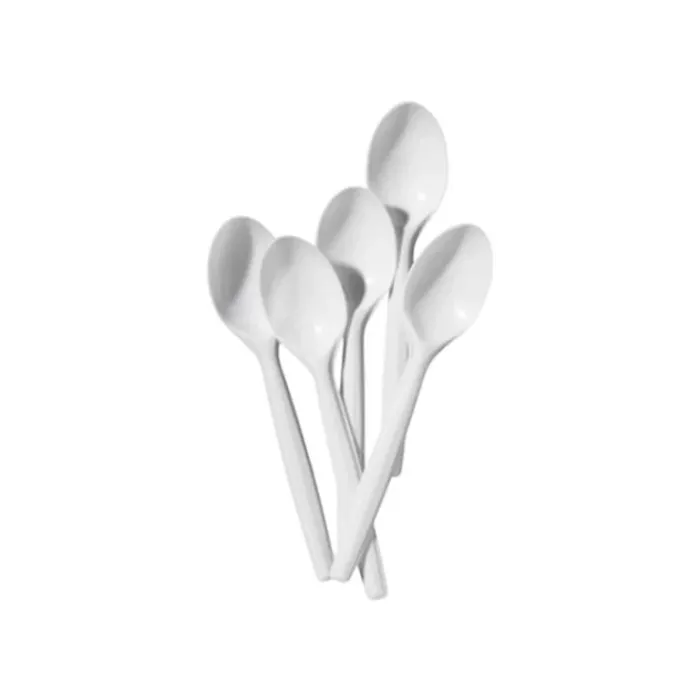 Lingurițe albe plastic vrac 100 buc/set – unică folosință pentru evenimente și catering