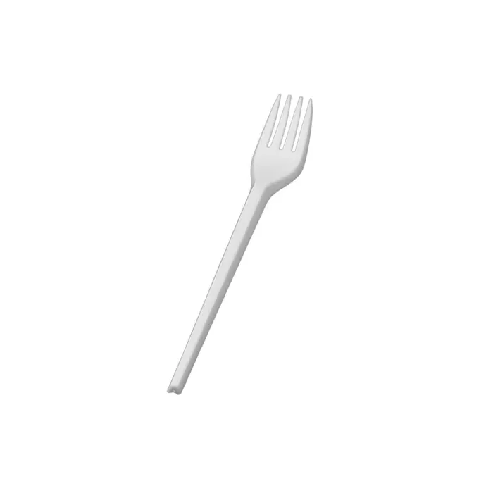 Furculițe albe BIO ambalate individual 100 buc/set – tacâmuri biodegradabile igienice