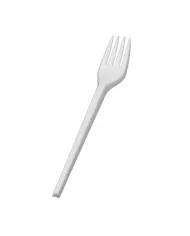 Furculițe albe BIO ambalate individual 100 buc/set – tacâmuri biodegradabile igienice