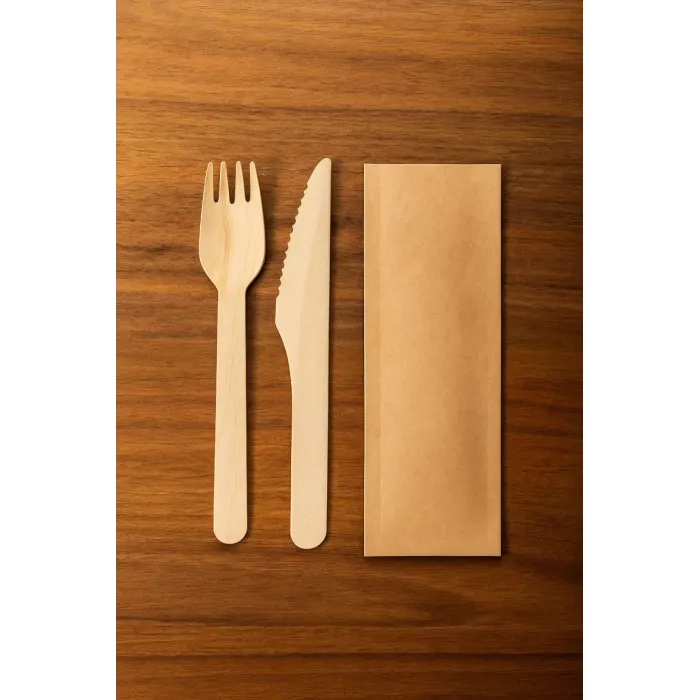 Tacâmuri din lemn BIS 100 buc/set – tacâmuri biodegradabile și eco-friendly