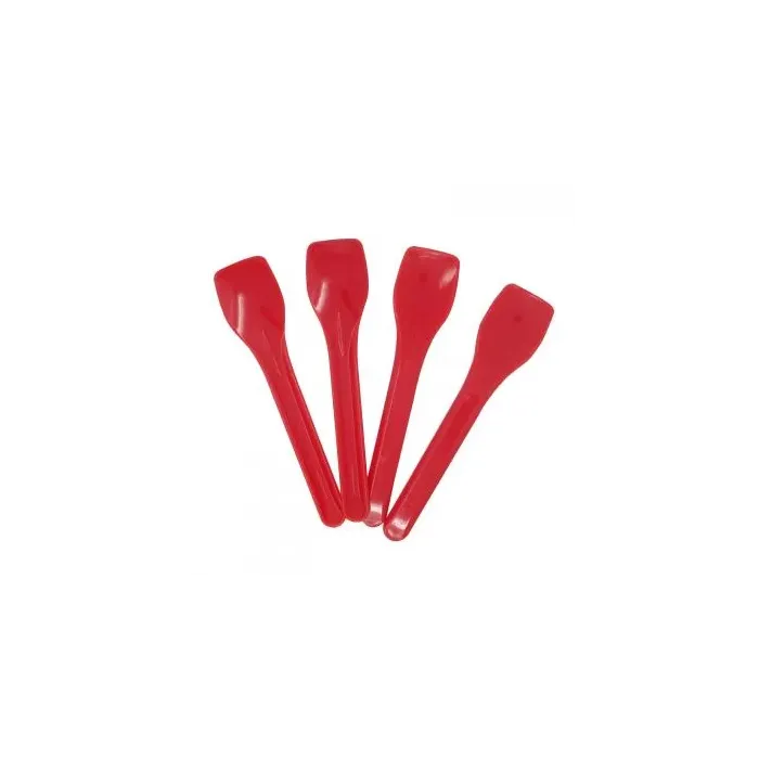 Lingurițe roșii pentru înghețată 200 buc/set – plastic rezistent pentru deserturi