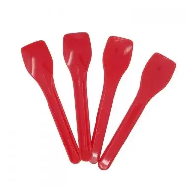 Lingurițe roșii pentru înghețată 200 buc/set – plastic rezistent pentru deserturi