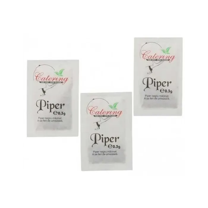Pliculețe piper 3g 1000 buc/set – condiment ambalat individual pentru restaurante și catering