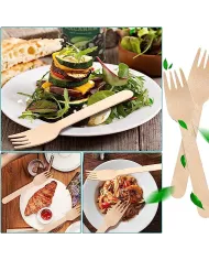 Furculițe din lemn 100 buc/set – tacâmuri biodegradabile și eco-friendly