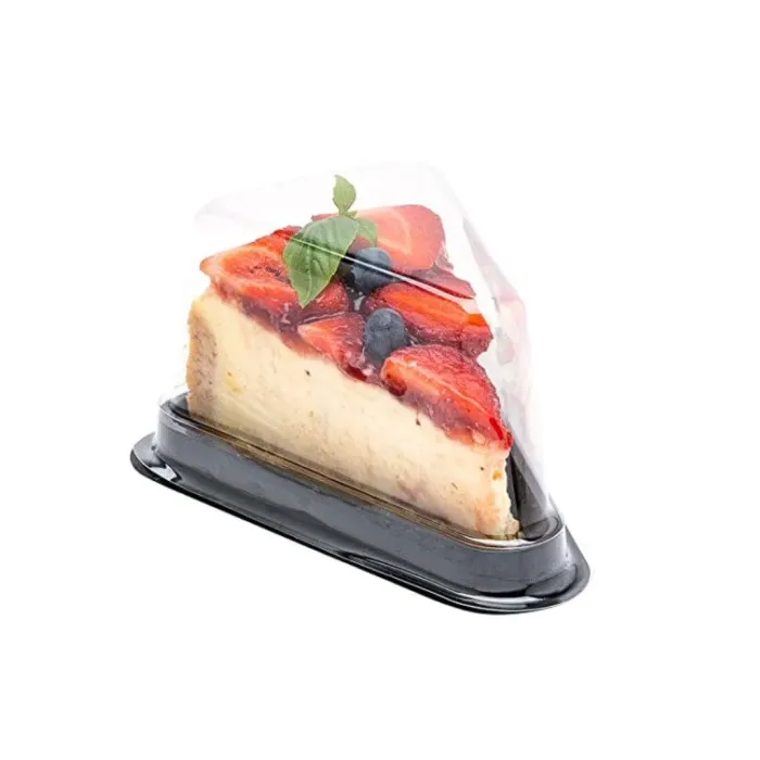 CaseroIe PET transparente pentru felie tort. Ambalaje sigure și practice pentru cofetării și patiserii. Set 100 bucăți.