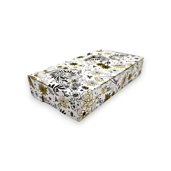 Cutii prăjituri Gold Flowers, set 50 buc. Ambalaje elegante din carton alimentar, decorate cu flori și finisaj auriu, ideale pen