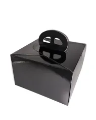 Cutii tort Negru Pie Handle, set 25 buc. Ambalaje elegante din carton alimentar, cu mâner practic, ideale pentru transportul și 