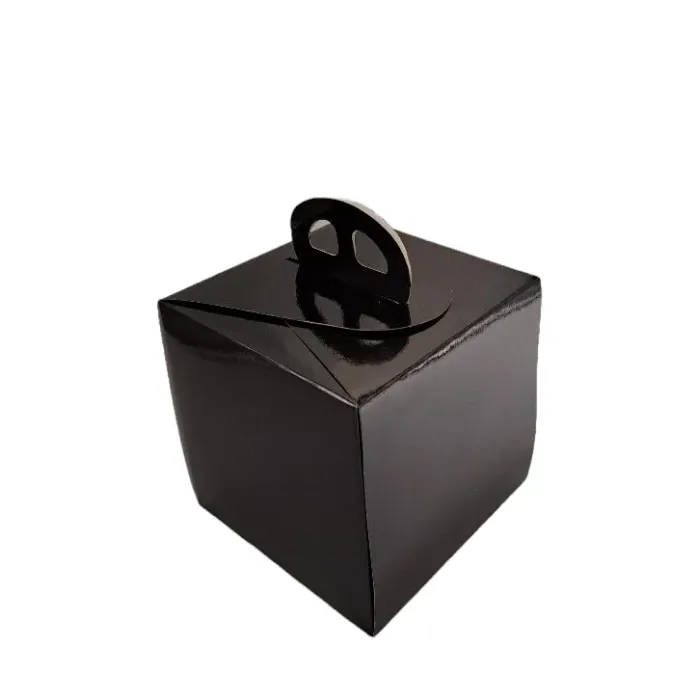 Cutii tort Negru Pie Handle, set 25 buc. Ambalaje elegante din carton alimentar, cu mâner practic, ideale pentru transportul și 
