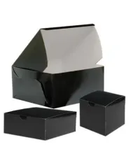 Cutii tort Negru Square, set 25 buc. Ambalaje elegante pătrate din carton alimentar, ideale pentru torturi, prăjituri și prezent