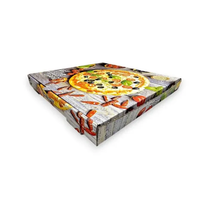 Cutii pizza color Bon Appetit din carton alimentar, 100 buc/set. Design atractiv, rezistente la grăsimi. Ideale pentru pizzerii