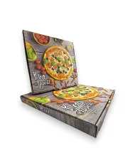 Cutii pizza color Bon Appetit din carton alimentar, 100 buc/set. Design atractiv, rezistente la grăsimi. Ideale pentru pizzerii