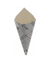 Oferă preparatelor tale un aspect modern și atrăgător cu cornetele din carton tip ziar, ideale pentru cartofi prăjiți, churros,