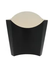 Servirea cartofilor prăjiți devine elegantă și practică cu cutiile din carton negru, ideale pentru street food, fast-food, cafen