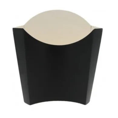 Servirea cartofilor prăjiți devine elegantă și practică cu cutiile din carton negru, ideale pentru street food, fast-food, cafen