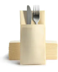 SERVETELE CU BUZUNAR PENTRU TACAMURI IVORY (100 BUC/SET)