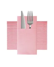SERVETELE CU BUZUNAR PENTRU TACAMURI ROZ (100 BUC/SET)