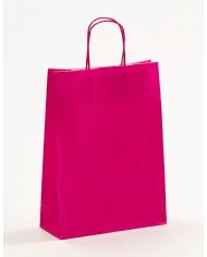 Sacoșe hârtie magenta cu mâner sfoară – 100 buc/set