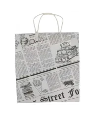 Sacoșe din hârtie model ziar – 100 buc/set