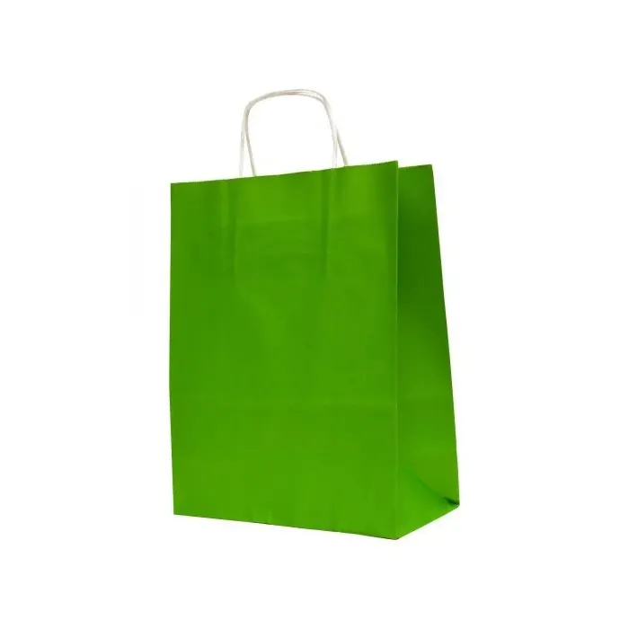 Sacoșe din hârtie verde – 100 buc/set