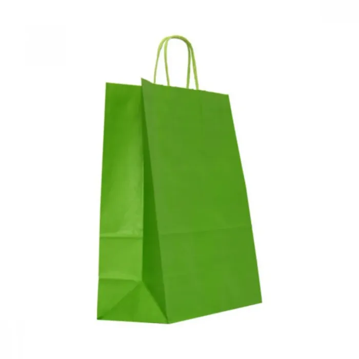 Sacoșe din hârtie verde – 100 buc/set