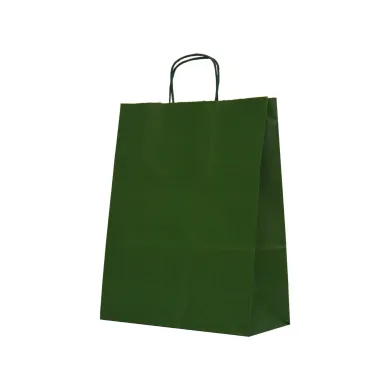 Sacoșe din hârtie verde închis – 100 buc/set