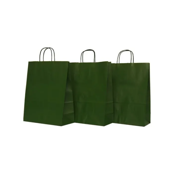 Sacoșe din hârtie verde închis – 100 buc/set