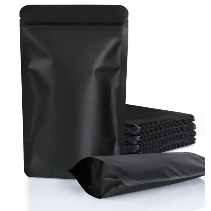 Pungi LDPE+PET negre zip lock – rezistente și reutilizabile