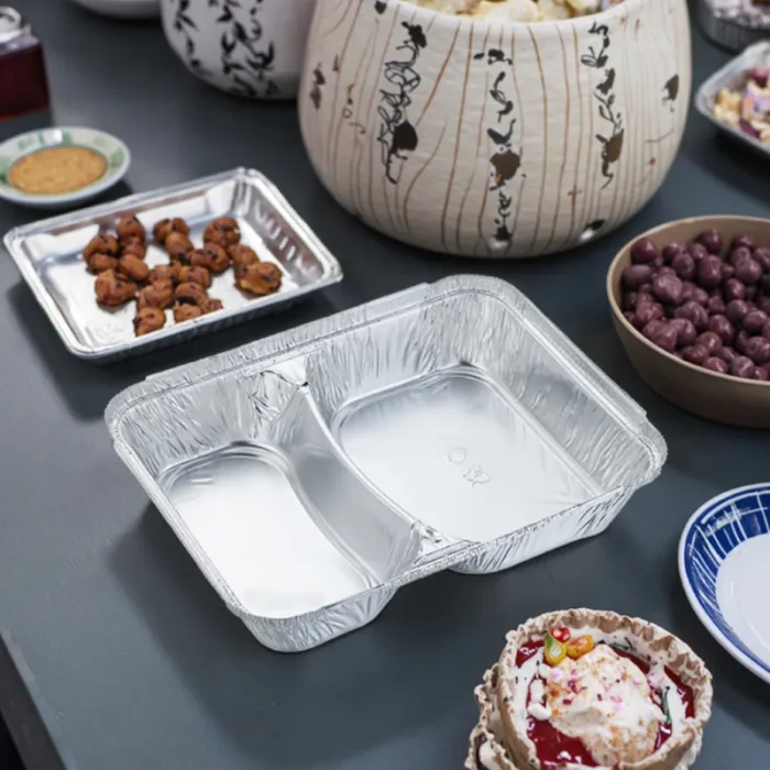 CASEROLE ALUMINIU CU 2 COMPARTIMENTE (100buc/set)