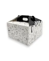 Cutii pentru tort model City, realizate din carton lucios, rezistent și de calitate superioară