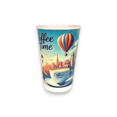 PAHARE DIN CARTON CU PERETE DUBLU „COFFEE TIME” (25 BUC/SET)
