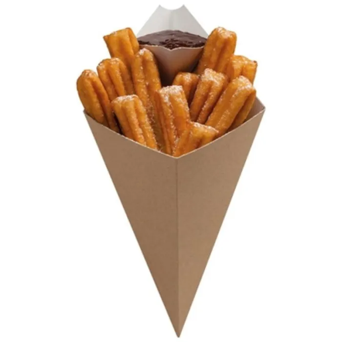 CORNETE DIN CARTON KRAFT NATUR CU SOSIERA (100buc/set)