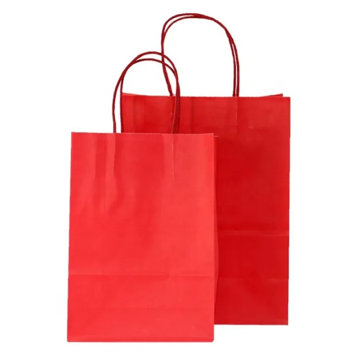 Sacoșe roșii cu mâner sfoară – 100 buc/set