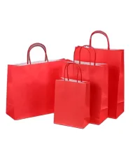 Sacoșe roșii cu mâner sfoară – 100 buc/set