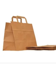 SACOSE DIN HARTIE NATUR CU MANER PLAT (100 buc/set)