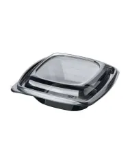 Boluri salată negre pătrate cu capac – 50 buc/set