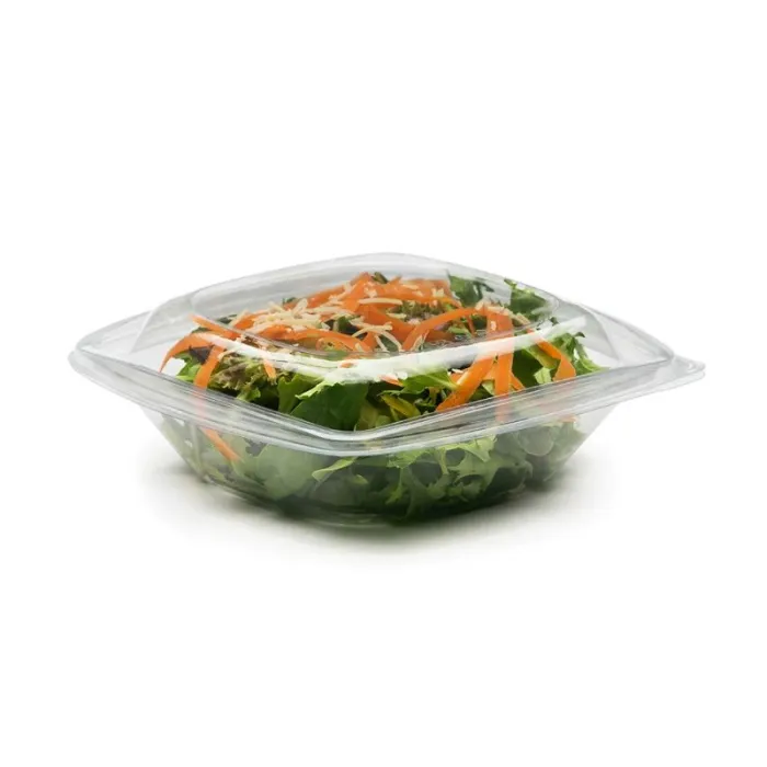 Boluri salată transparente pătrate cu capac – 50 buc/set