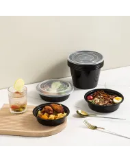 Bol salată negru + capac PP Replied – 100 buc/set