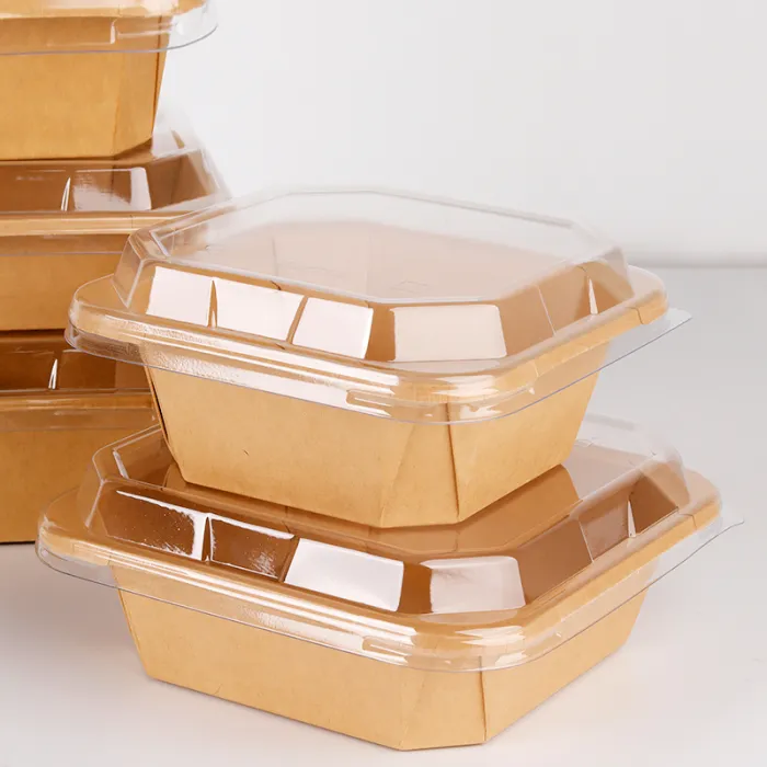 Bol salată pătrat Kraft natur 1200 cc – 50 buc/set
