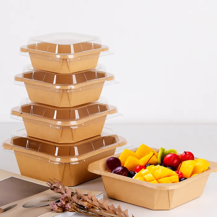 Bol salată pătrat Kraft natur 1200 cc – 50 buc/set