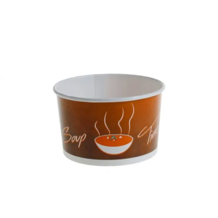 Bol din carton „TIME” cu capac pentru supă – 450 ml / 520 ml (100 buc/set)