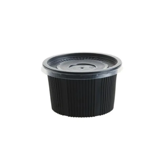 Bol supă negru PP cu capac – 360 ml / 480 ml (100 buc/set)