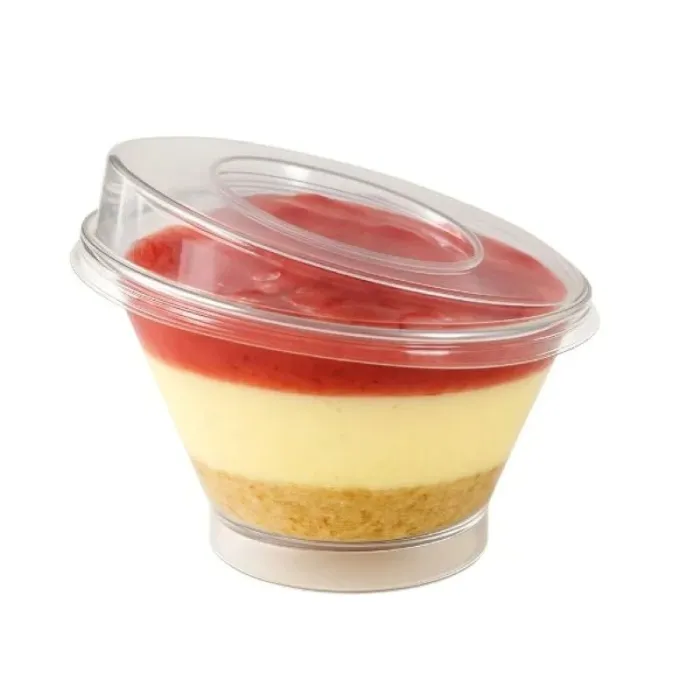 Cupa desert înclinată cu capac 250 ml – set 25 buc | Pahare elegante pentru deserturi