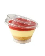 Cupa desert înclinată cu capac 250 ml – set 25 buc | Pahare elegante pentru deserturi