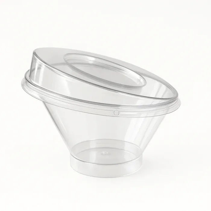 Cupa desert înclinată cu capac 250 ml – set 25 buc | Pahare elegante pentru deserturi