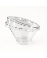 Cupa desert înclinată cu capac 250 ml – set 25 buc | Pahare elegante pentru deserturi