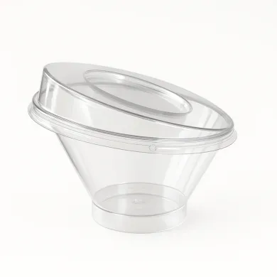 Cupa desert înclinată cu capac 250 ml – set 25 buc | Pahare elegante pentru deserturi