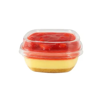 Bolul desert pătrat cu capac, 300 ml (12 buc/set) este alegerea perfectă pentru prezentarea profesională a deserturilor, gustări