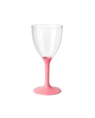 Setul de pahare din plastic pentru vin cu picior roz pal (100 buc/set) este alegerea perfectă pentru evenimente elegante, petrec