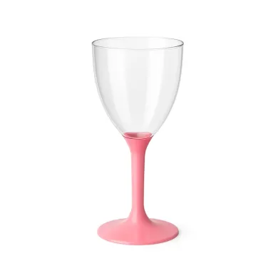 Setul de pahare din plastic pentru vin cu picior roz pal (100 buc/set) este alegerea perfectă pentru evenimente elegante, petrec